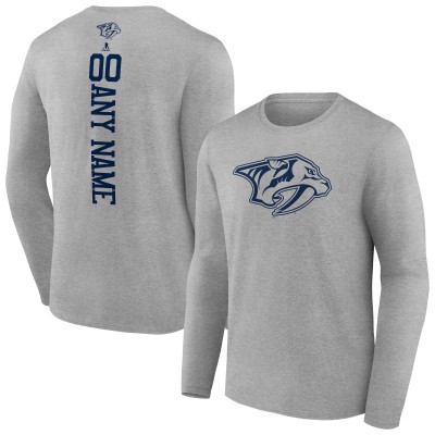 Nashville Predators Heather Gray Personalized Name & Number Long Sleeve T-Shirt