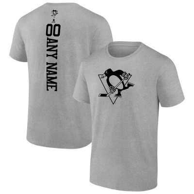 Футболка Pittsburgh Penguins Heather Gray Personalized Name & Number