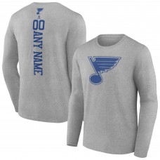 St. Louis Blues Heather Gray Personalized Name & Number Long Sleeve T-Shirt