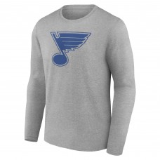 St. Louis Blues Heather Gray Personalized Name & Number Long Sleeve T-Shirt