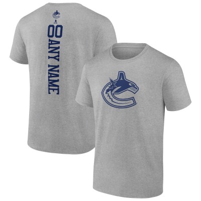 Vancouver Canucks Heather Gray Personalized Name & Number T-Shirt