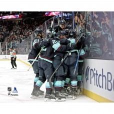 Seattle Kraken Unsigned Fanatics Authentic First Home Playoff Win Celebration Photograph
