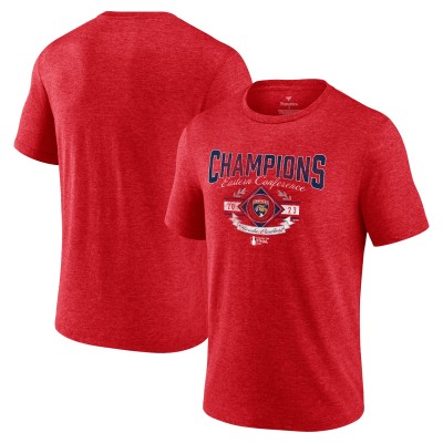 Florida Panthers Fanatics Heather Red 2023 Eastern Conference Champions Icing Tri-Blend T-Shirt