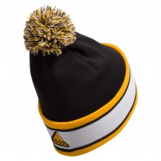 Шапка с помпоном Boston Bruins adidas Team Stripe Cuffed Knit - Black