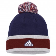 Colorado Avalanche adidas Team Stripe Cuffed Knit Hat with Pom - Navy