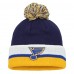 Шапка с помпоном St. Louis Blues adidas Team Stripe Cuffed Knit - Navy