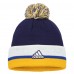 Шапка с помпоном St. Louis Blues adidas Team Stripe Cuffed Knit - Navy