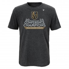 Футболка Vegas Golden Knights Youth 2023 Western Conference Champions Locker Room - Heather Charcoal