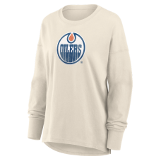 Женская футболка с длинным рукавом Edmonton Oilers Fanatics Cream Distressed Logo