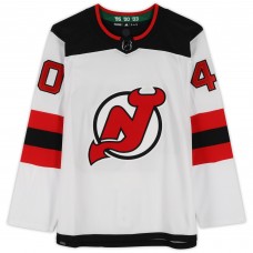 Игровая джерси Akira Schmid New Devils Autographed Fanatics Authentic White adidas Authentic