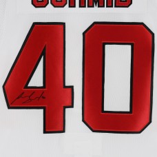 Игровая джерси Akira Schmid New Devils Autographed Fanatics Authentic White adidas Authentic