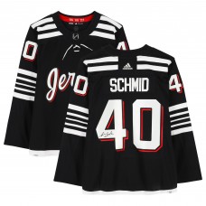 Игровая джерси Akira Schmid New Devils Autographed Fanatics Authentic Black Alternate adidas Authentic