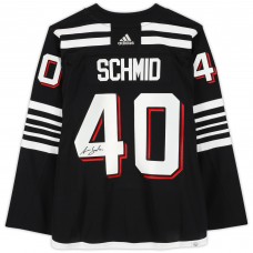 Игровая джерси Akira Schmid New Devils Autographed Fanatics Authentic Black Alternate adidas Authentic