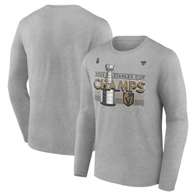 Vegas Golden Knights Fanatics Heather Gray 2023 Stanley Cup Champions Locker Room Long Sleeve T-Shirt