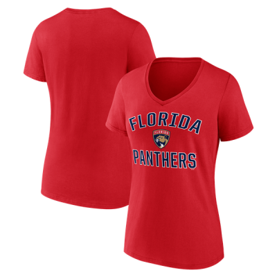 Женская футболка Florida Panthers Logo Athletic Red Arch Victory V-Neck