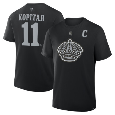 Los Angeles Kings Anze Kopitar Fanatics Black Authentic Stack Name & Number T-Shirt