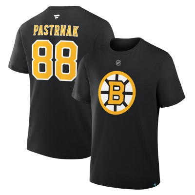 Футболка Boston Bruins David Pastrnak Fanatics Black Authentic Stack Name & Number