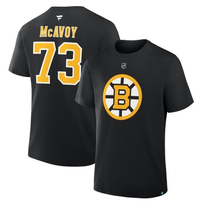 Футболка Boston Bruins Charlie McAvoy Fanatics Black Authentic Stack Name & Number