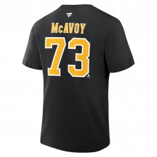 Футболка Boston Bruins Charlie McAvoy Fanatics Black Authentic Stack Name & Number