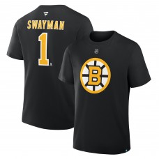 Футболка Boston Bruins Jeremy Swayman Fanatics Black Authentic Stack Name & Number