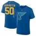 St. Louis Blues Jordan Binnington Fanatics Blue Authentic Stack Name & Number T-Shirt