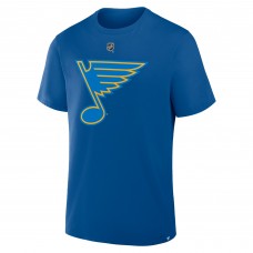 St. Louis Blues Jordan Binnington Fanatics Blue Authentic Stack Name & Number T-Shirt