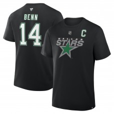 Dallas Stars Jamie Benn Fanatics Black Authentic Stack Name & Number T-Shirt