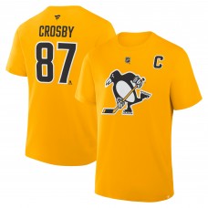 Pittsburgh Penguins Sidney Crosby Fanatics Gold Authentic Stack Name & Number T-Shirt