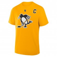 Pittsburgh Penguins Sidney Crosby Fanatics Gold Authentic Stack Name & Number T-Shirt