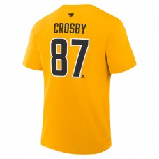 Pittsburgh Penguins Sidney Crosby Fanatics Gold Authentic Stack Name & Number T-Shirt