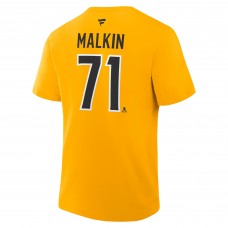 Pittsburgh Penguins Evgeni Malkin Fanatics Gold Authentic Stack Name & Number T-Shirt