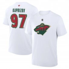Футболка Minnesota Wild Kirill Kaprizov Fanatics White 25th Anniversary Alternate Authentic Stack Name & Number