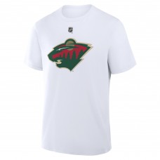 Футболка Minnesota Wild Brock Faber Fanatics White 25th Anniversary Alternate Authentic Stack Name & Number