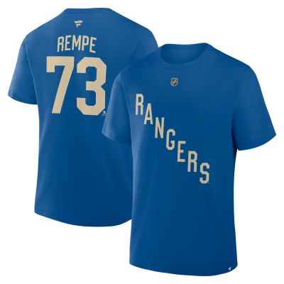 New York Rangers Matt Rempe Fanatics Blue Authentic Stack Name & Number T-Shirt