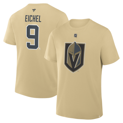 Футболка Vegas Golden Knights Jack Eichel Fanatics Gold Authentic Stack Name & Number