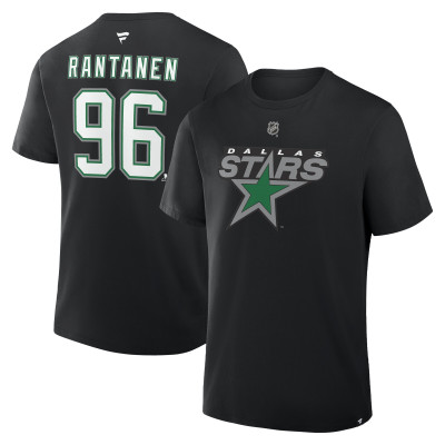 Dallas Stars Mikko Rantanen Fanatics Black Authentic Stack Name & Number T-Shirt