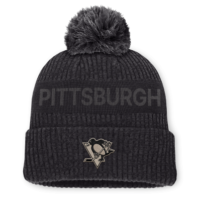 Шапка с помпоном Pittsburgh Penguins Fanatics Charcoal Road Phantom Cuffed