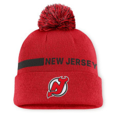 Женская джерси New Devils Fanatics Red Authentic Pro Rink Cuffed Knit Hat with Pom