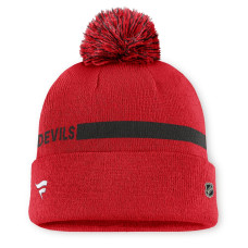 Женская джерси New Devils Fanatics Red Authentic Pro Rink Cuffed Knit Hat with Pom