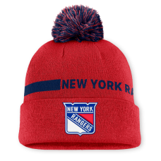 Шапка с помпоном New York Rangers Fanatics Red Authentic Pro Rink Cuffed