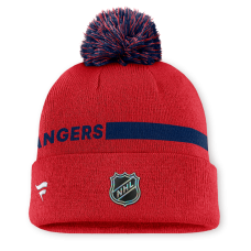 Шапка с помпоном New York Rangers Fanatics Red Authentic Pro Rink Cuffed