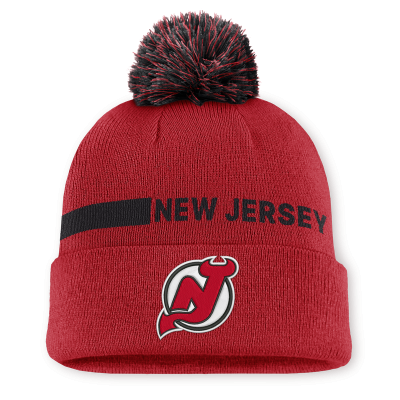 Джерси New Devils Fanatics Red Authentic Pro Rink Cuffed Knit Hat with Pom