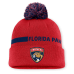 Шапка с помпоном Florida Panthers Fanatics Red Authentic Pro Rink Cuffed
