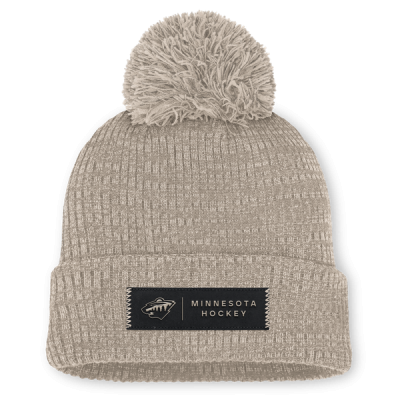 Женская шапка с помпоном Minnesota Wild Fanatics Light Beige Authentic Pro Road Cuffed