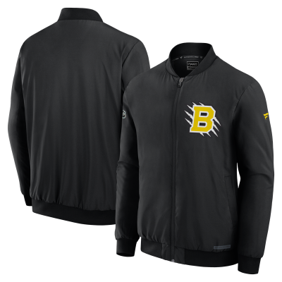 Boston Bruins Fanatics Black 2026 NHL Stadium Series Authentic Pro Full-Zip Bomber Jacket