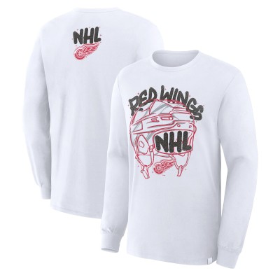 Detroit Red Wings Fanatics White Star Helmet Legacy Long Sleeve T-Shirt