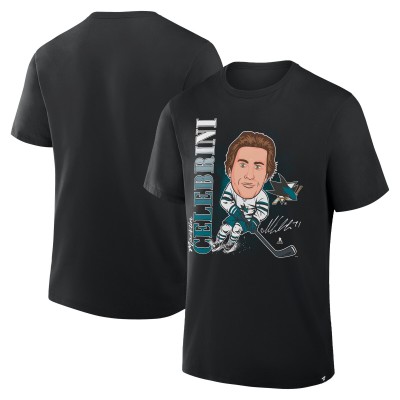 Футболка San Jose Sharks Macklin Celebrini Fanatics Black Caricature Player