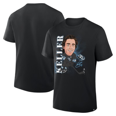 Utah Mammoth Clayton Keller Fanatics Black Caricature Player T-Shirt