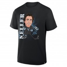 Utah Mammoth Clayton Keller Fanatics Black Caricature Player T-Shirt
