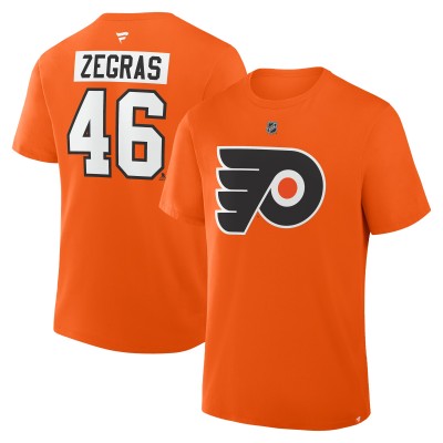 Philadelphia Flyers Trevor Zegras Fanatics Orange Authentic Stack Name & Number T-Shirt